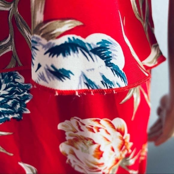 Romeo + Juliet Red Floral Flounce Maxi Dress S - Picture 13 of 14